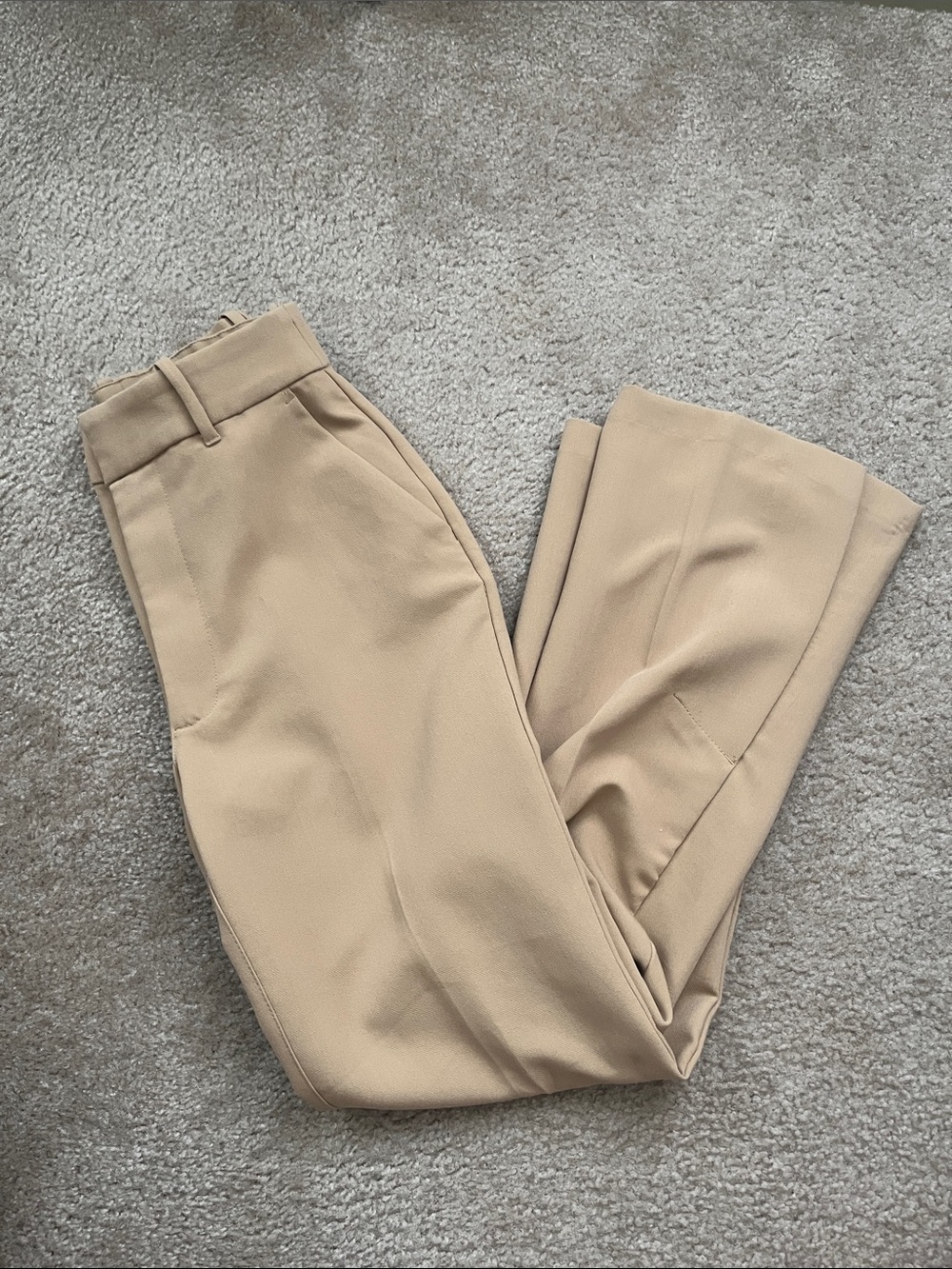 Abercrombie & Fitch Camel High-Waist Trousers Split Hem 27 4 Short